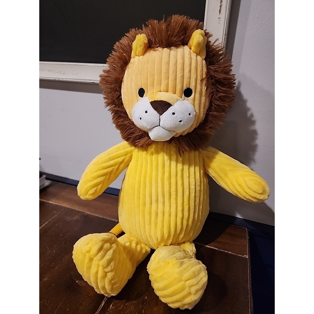 Hug & Luv Lion Plush Yellow Ribbed‎ 17" Jungle King Stuffed Animal Textured
